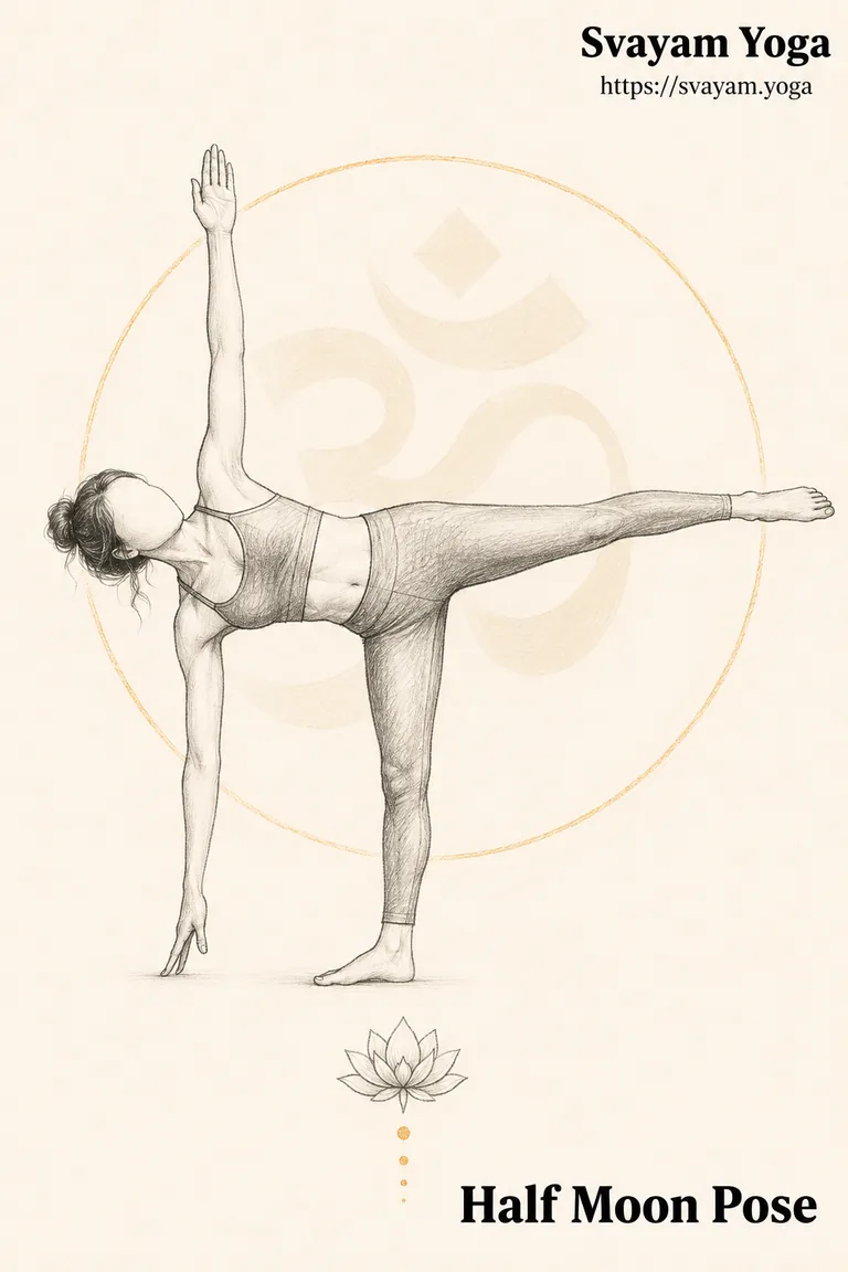 Half moon pose, balancing on one leg