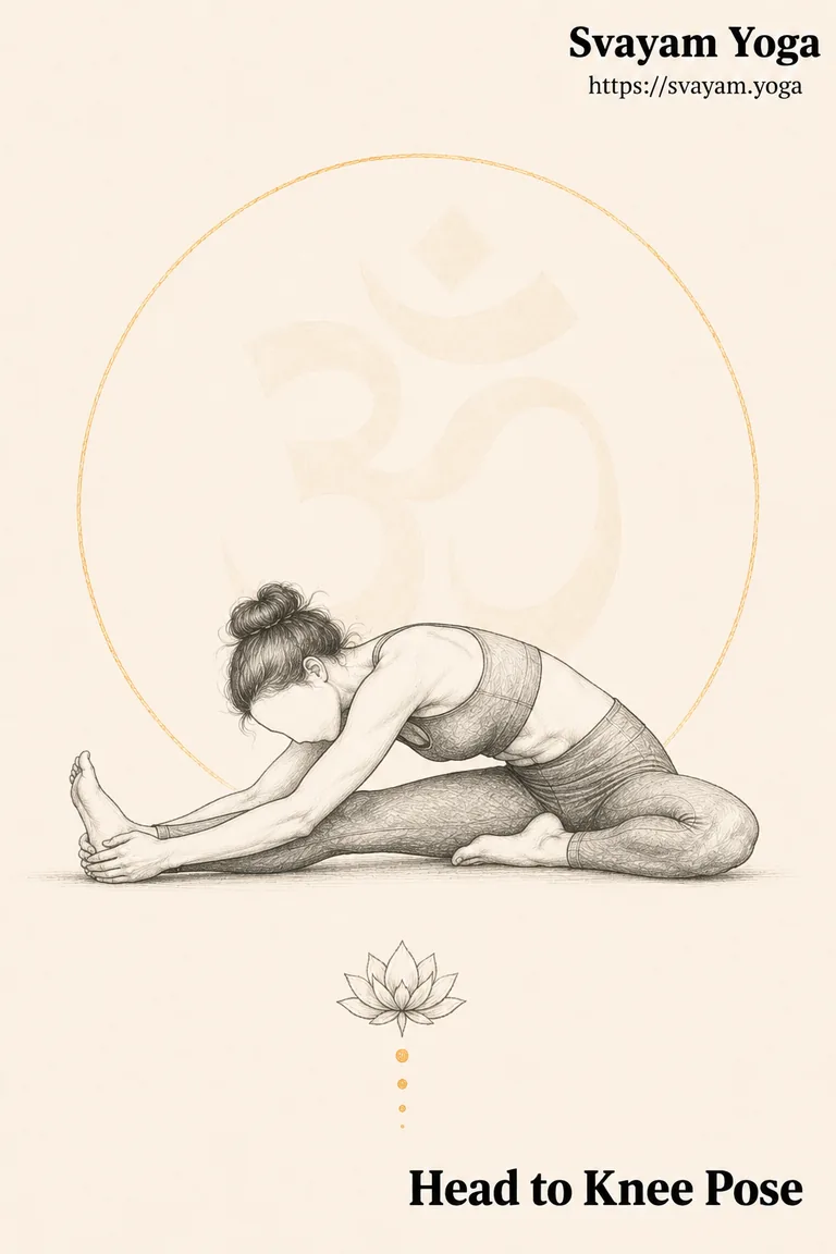 Head to knee pose, a seated forward fold