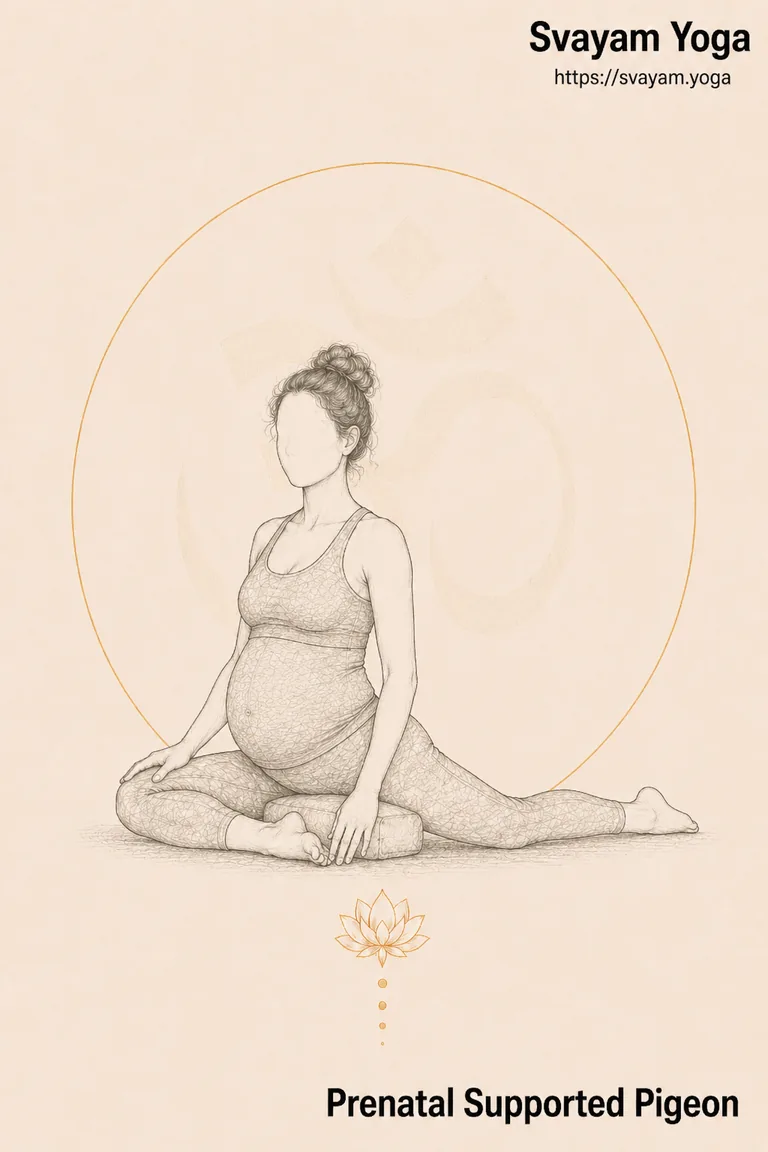 Prenatal Supported Pigeon - illustrated yoga pose