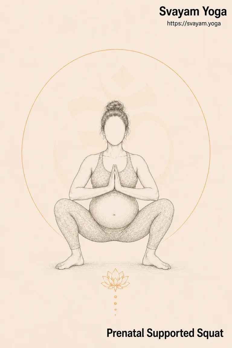 Prenatal Supported Squat - illustrated yoga pose